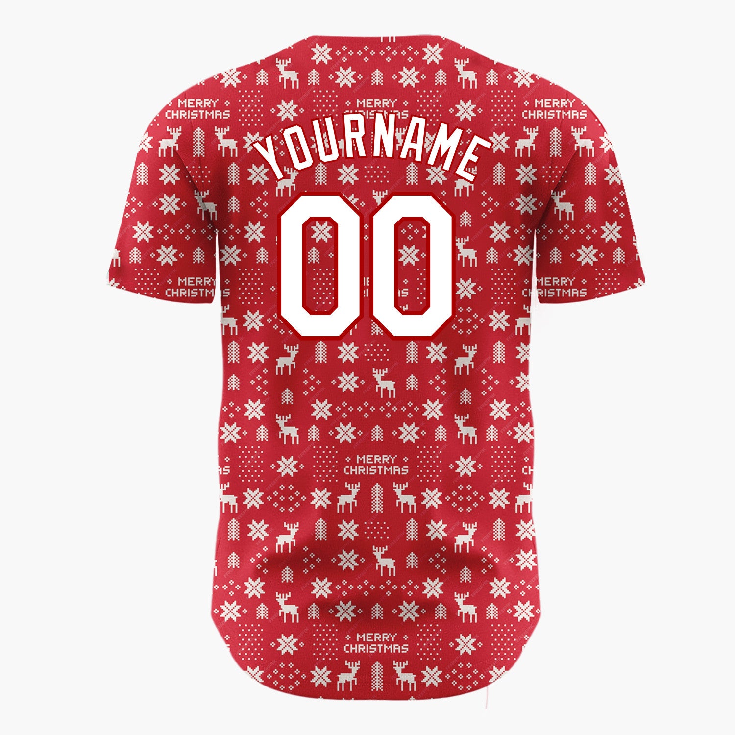 Custom Red Nordic Christmas Reindeer Minimalist Pattern Christmas Baseball Jersey