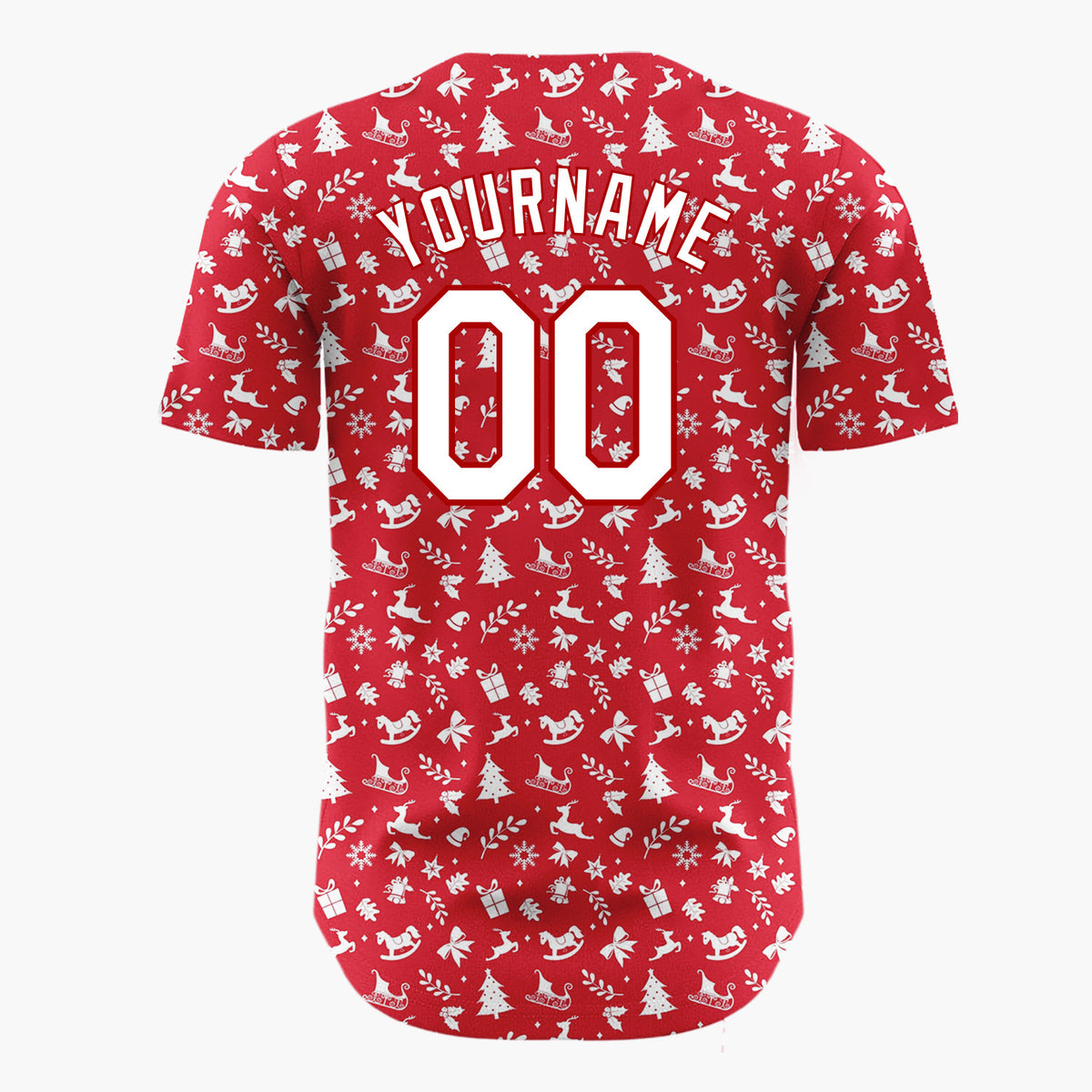 Custom Red Holly Berries Festive Doodles Minimalist Pattern Christmas Baseball Jersey