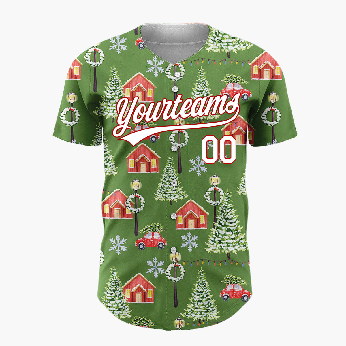 Custom Red White Cartoon Snowflakes Simple Fun Pattern Christmas Baseball Jersey
