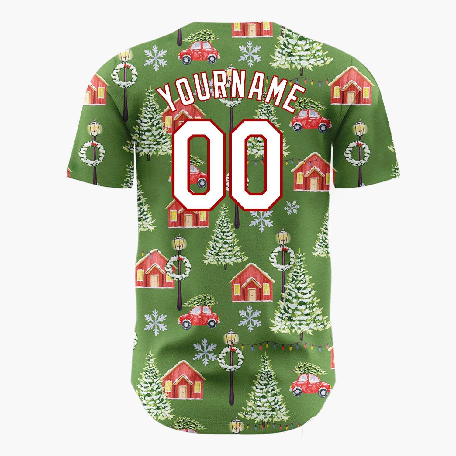 Custom Red White Cartoon Snowflakes Simple Fun Pattern Christmas Baseball Jersey