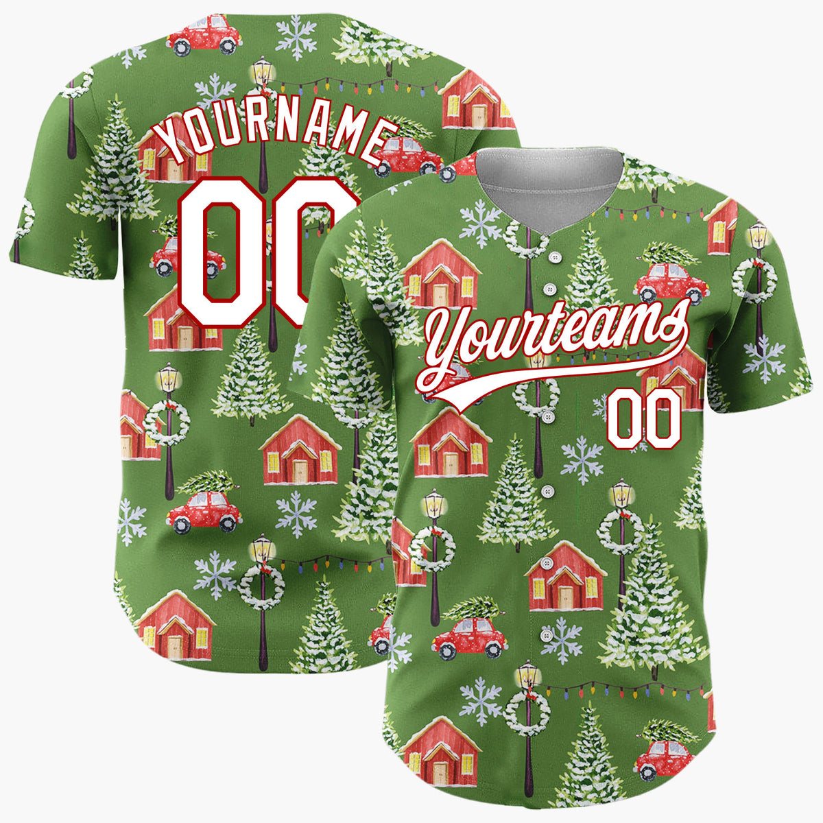 Custom Red White Cartoon Snowflakes Simple Fun Pattern Christmas Baseball Jersey