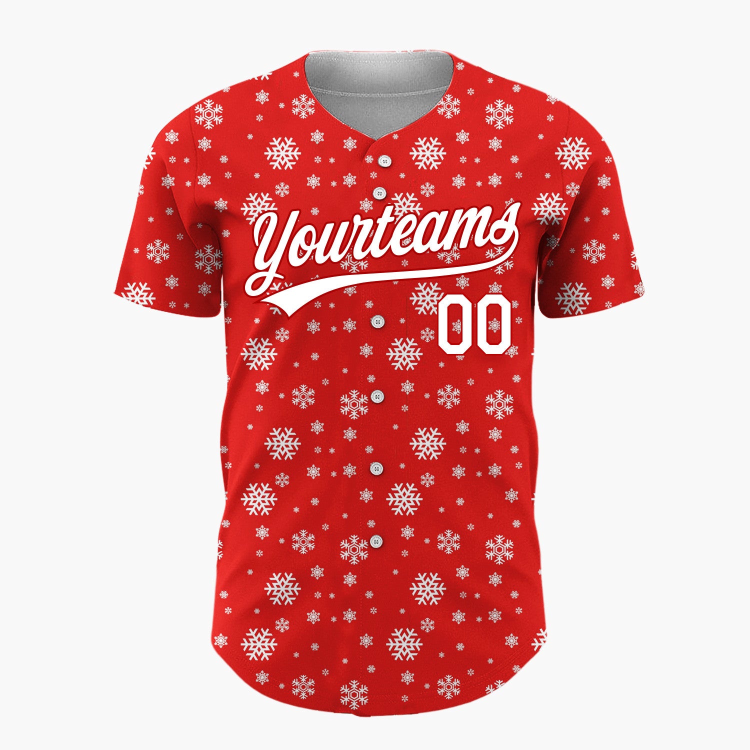 Custom Red Snowflakes Classic Christmas Baseball Jersey
