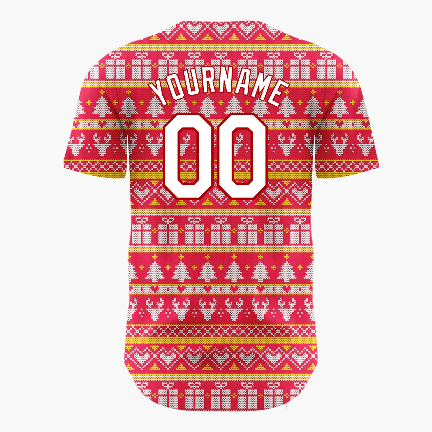 Custom Red Nordic Christmas Stripes Nordic Pattern Christmas Baseball Jersey