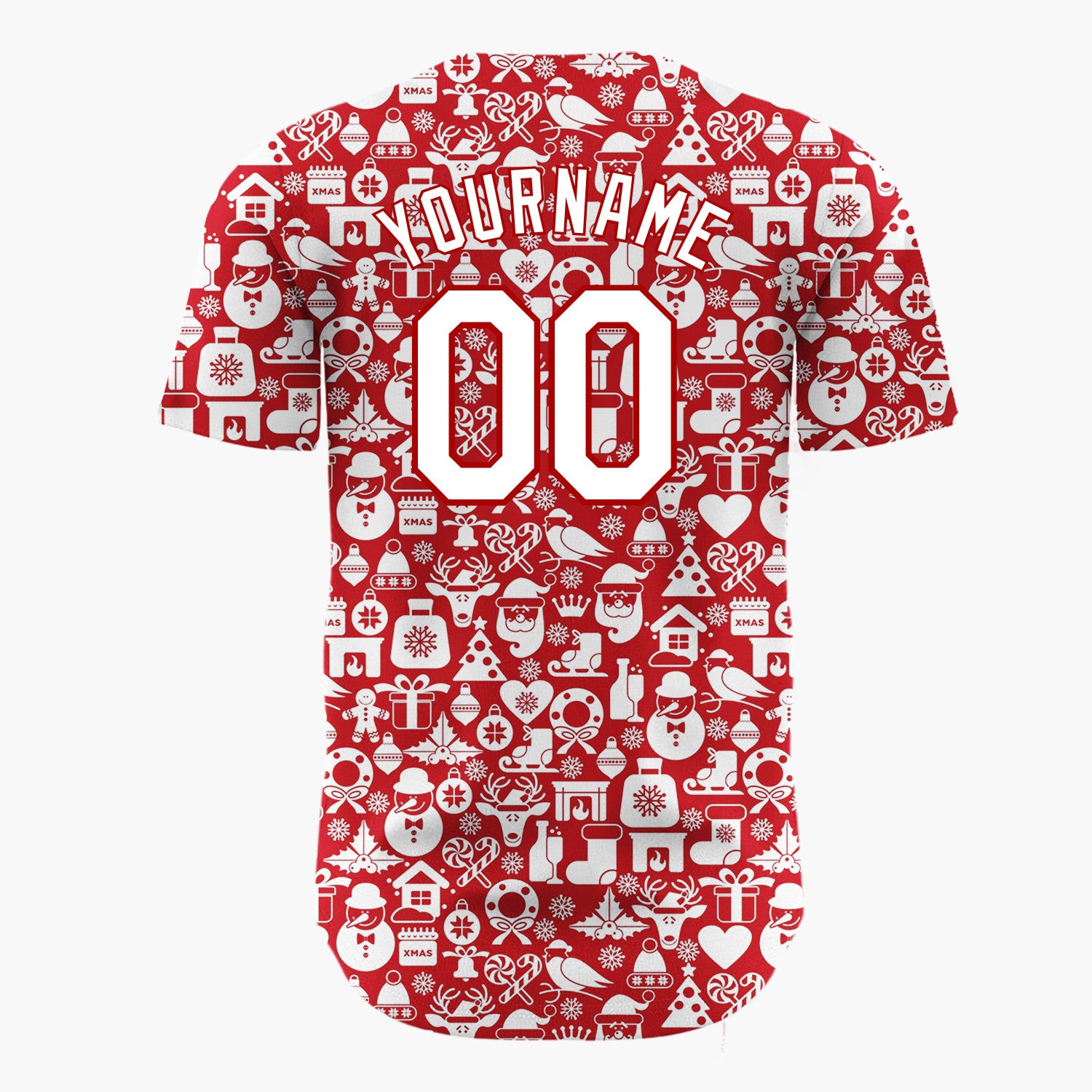 Custom Red Christmas Icons Doodles Minimalist Pattern Christmas Baseball Jersey