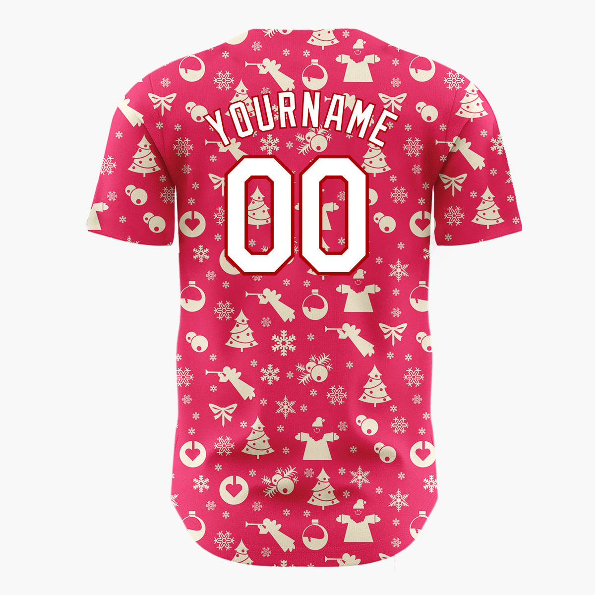 Custom Red Seasonal Icons Simple Christmas Baseball Jersey