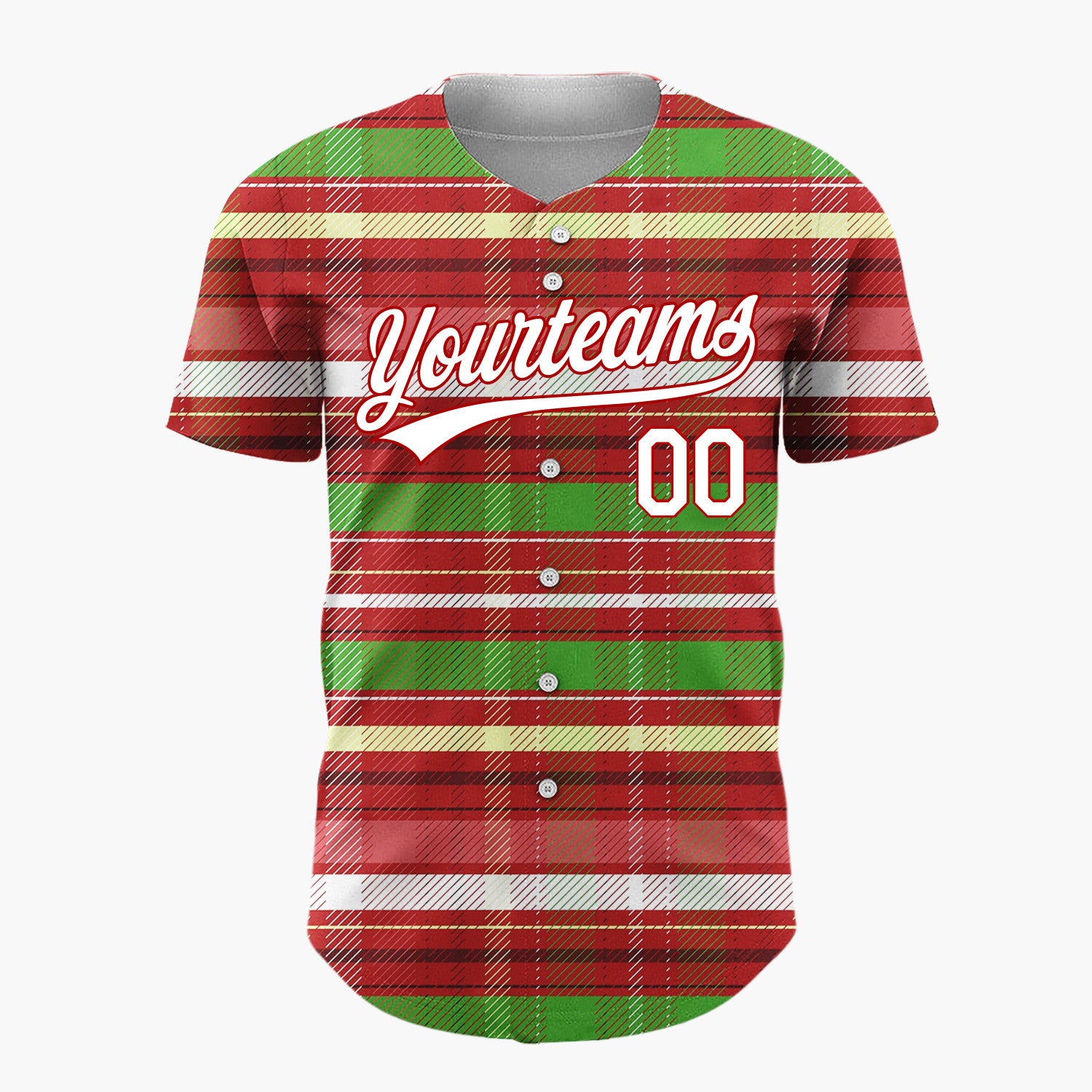 Custom Red Green Classic Holiday Pattern Christmas Baseball Jersey