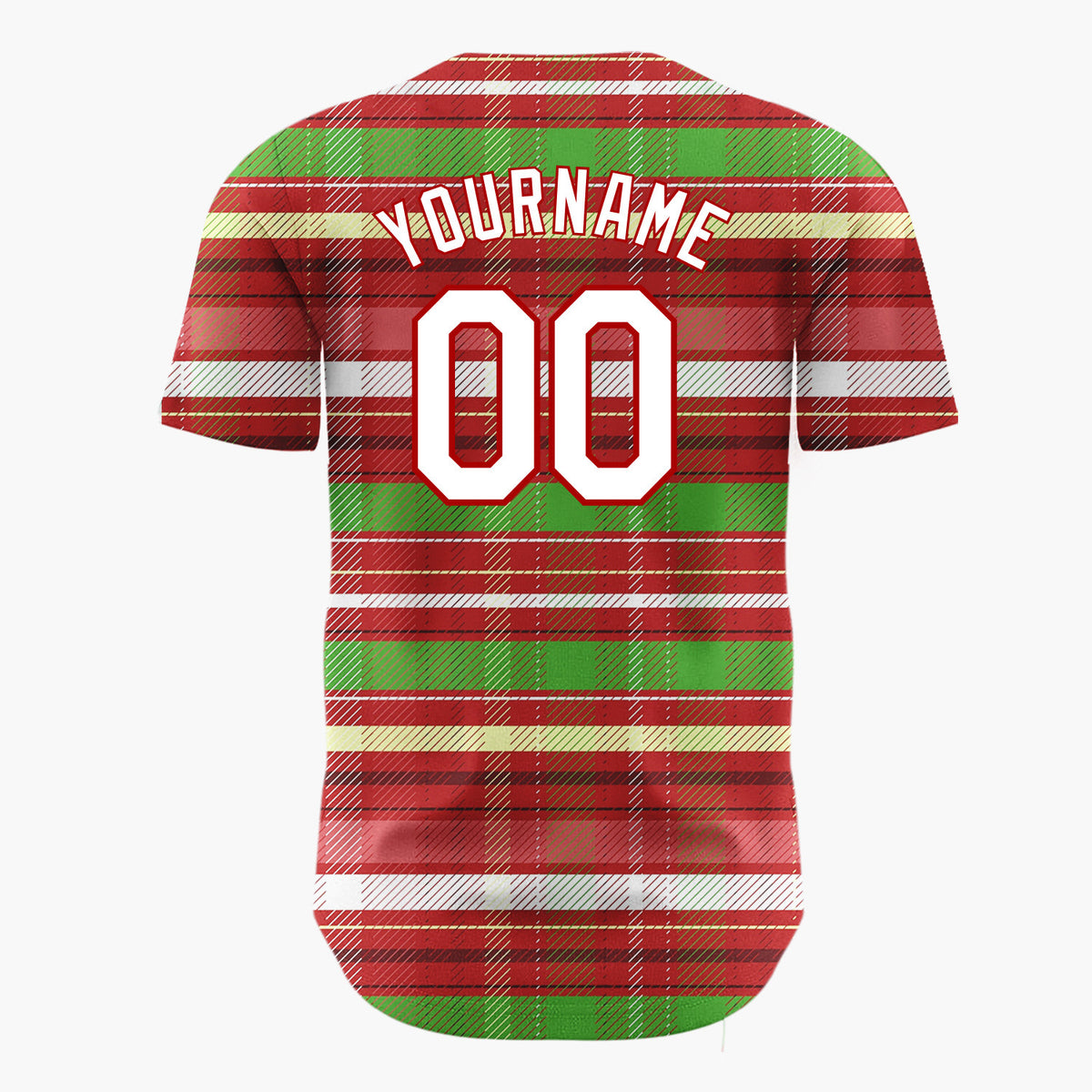 Custom Red Green Classic Holiday Pattern Christmas Baseball Jersey