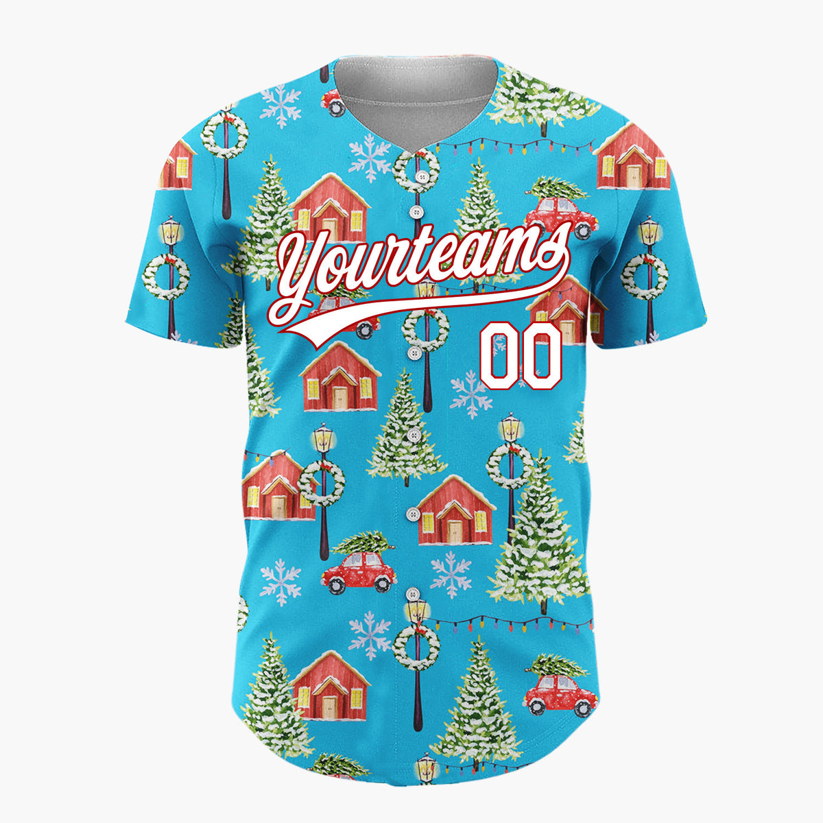 Custom Red White Green Polka Dots Simple Christmas Baseball Jersey