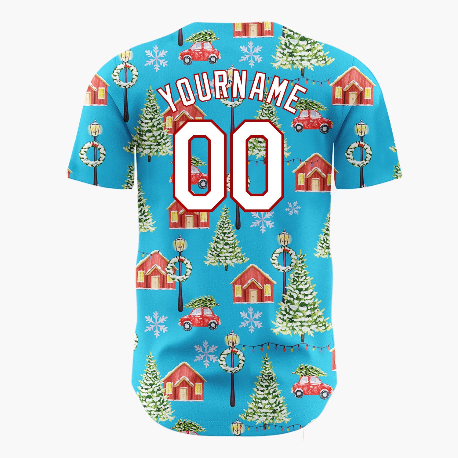 Custom Red White Green Polka Dots Simple Christmas Baseball Jersey