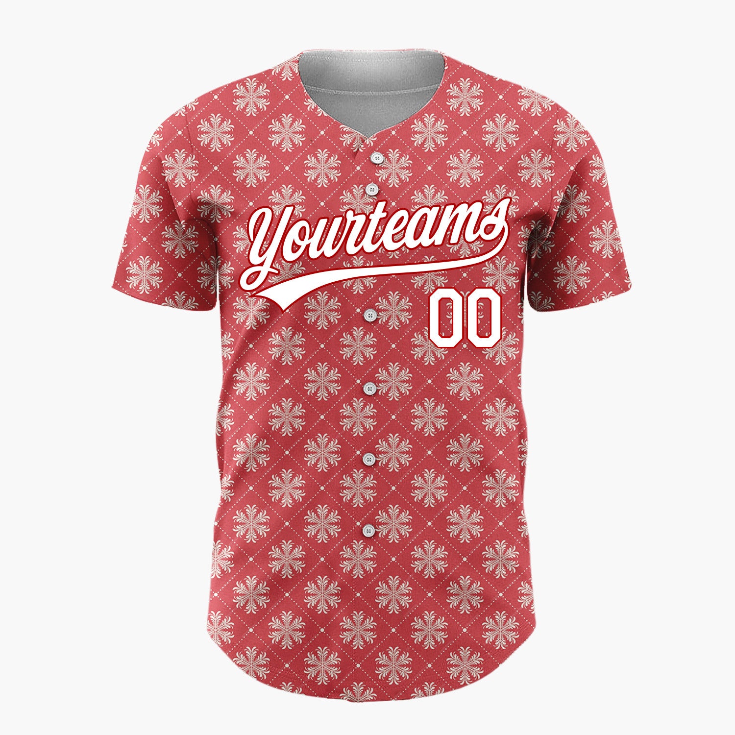 Custom Red Snowflakes Geometric Minimalist Pattern Christmas Baseball Jersey