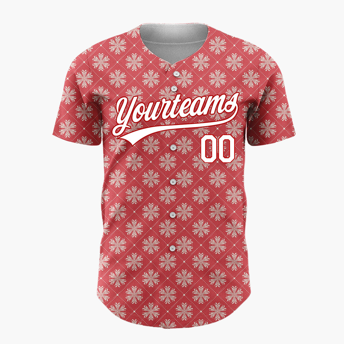 Custom Red Snowflakes Geometric Minimalist Pattern Christmas Baseball Jersey