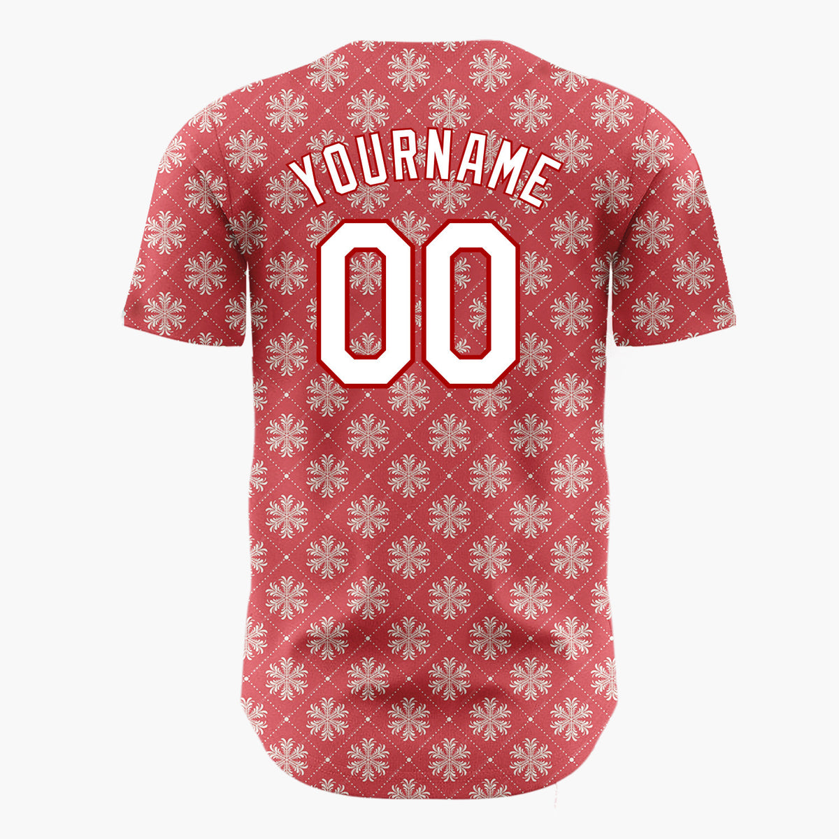 Custom Red Snowflakes Geometric Minimalist Pattern Christmas Baseball Jersey