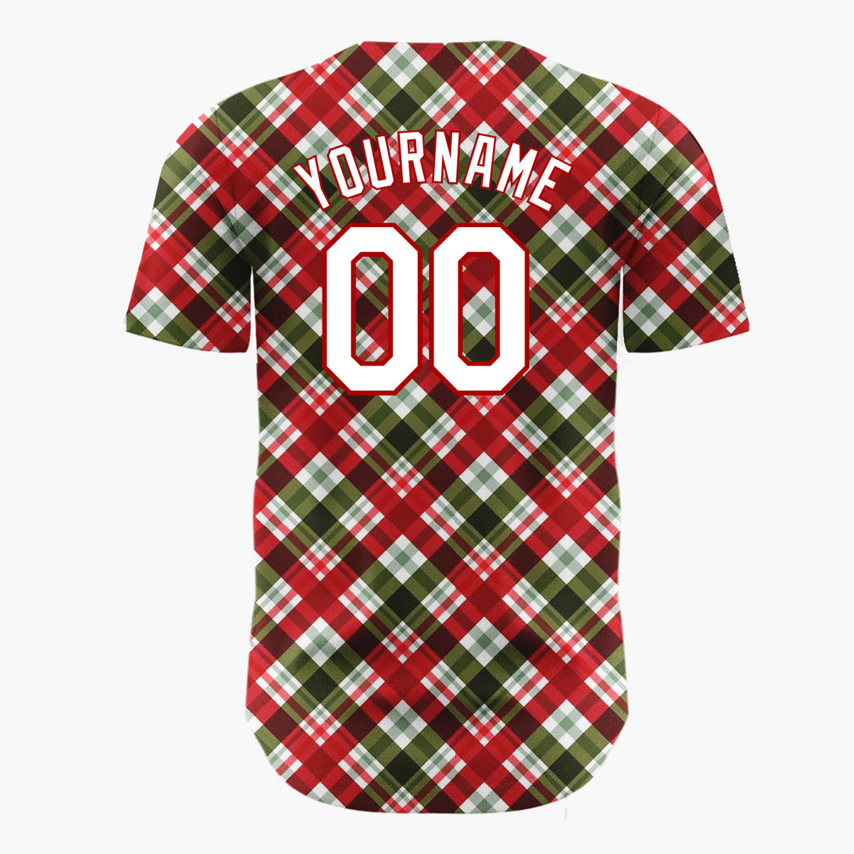 Custom Red Plaid Diagonal Tartan Plaid Pattern Christmas Baseball Jersey