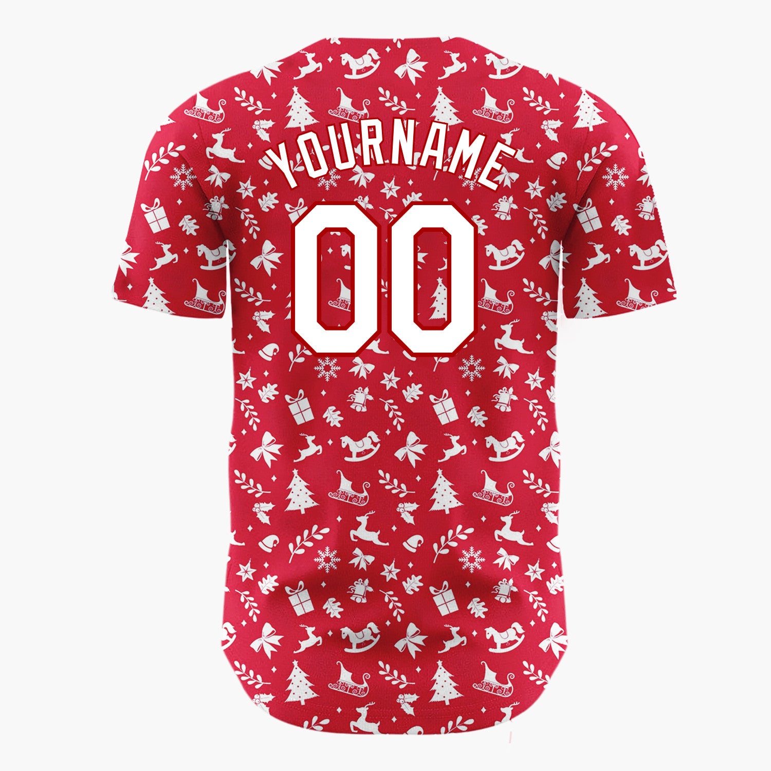 Custom Red Christmas Icons Doodles Nordic Pattern Christmas Baseball Jersey