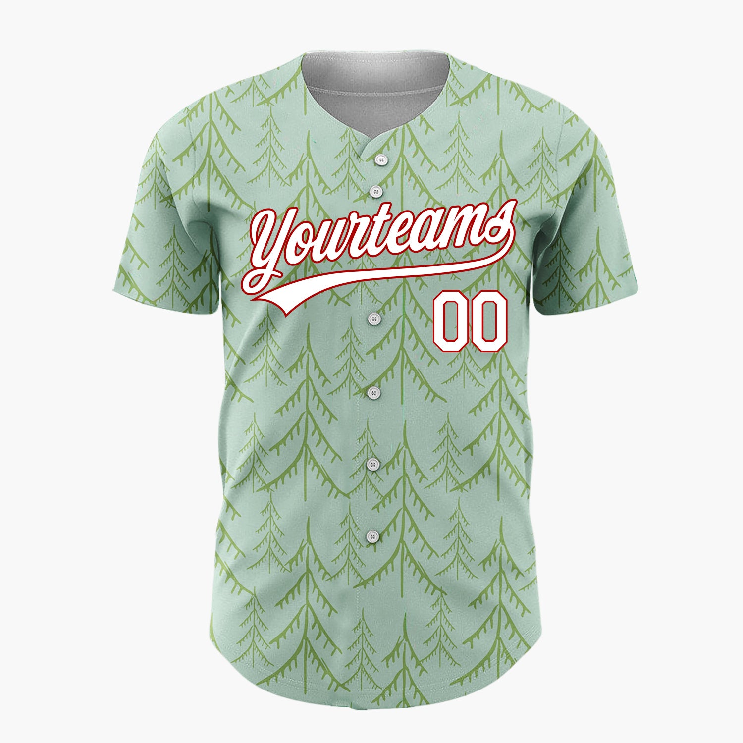 Custom Red White Christmas Trees And Stars Simple Doodle Pattern Christmas Baseball Jersey