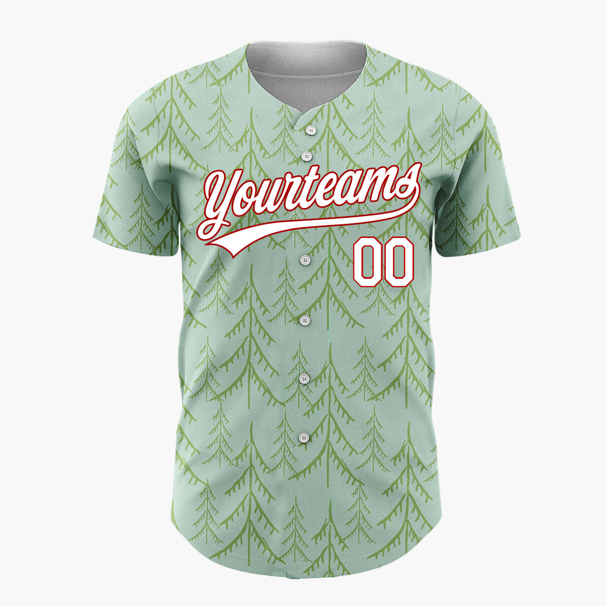 Custom Red White Christmas Trees And Stars Simple Doodle Pattern Christmas Baseball Jersey
