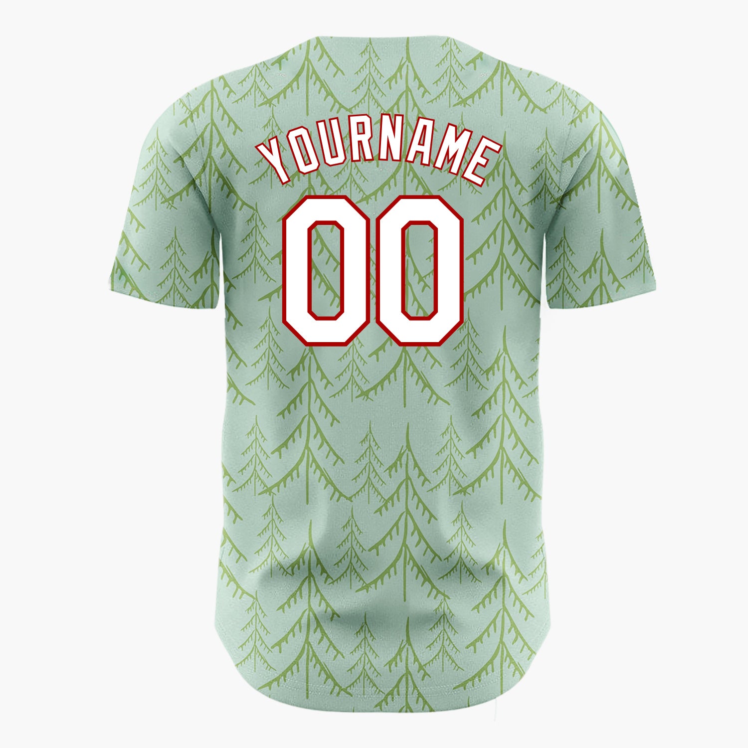 Custom Red White Christmas Trees And Stars Simple Doodle Pattern Christmas Baseball Jersey