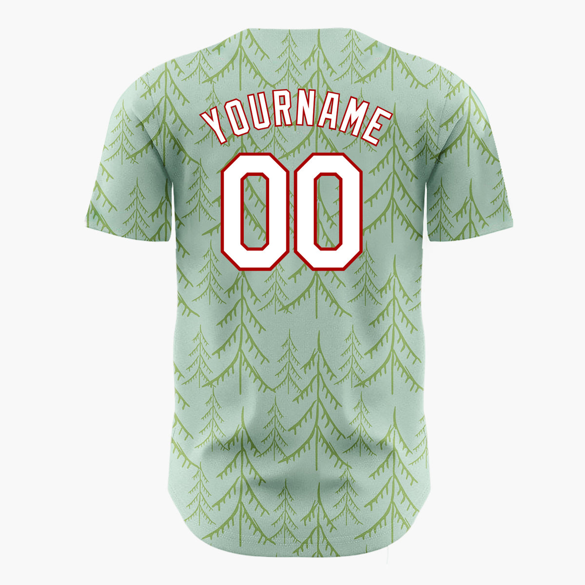 Custom Red White Christmas Trees And Stars Simple Doodle Pattern Christmas Baseball Jersey