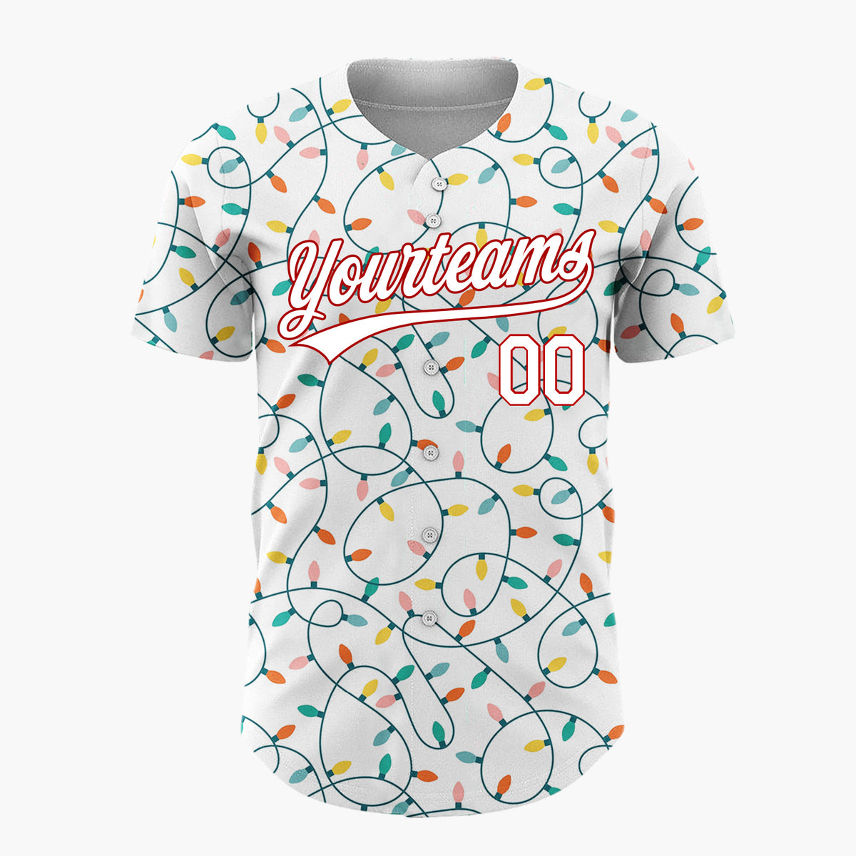 Custom Red White Santa Sleigh And Reindeer Graphic Pattern Christmas Baseball Jersey