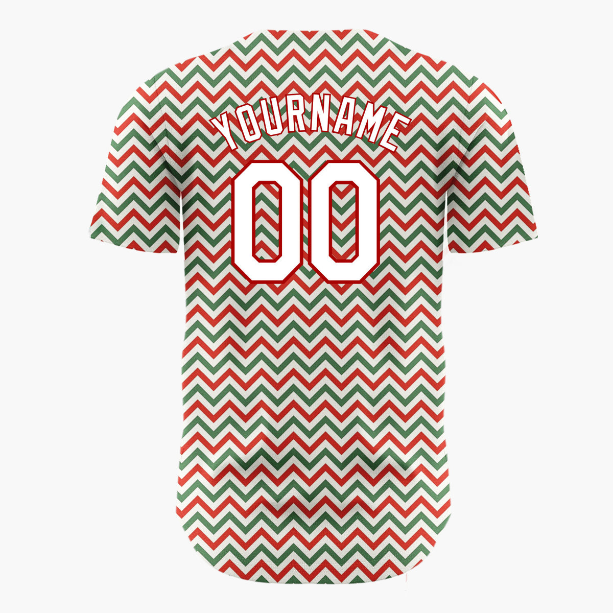 Custom Red Green Chevron Stripes Minimalist Christmas Baseball Jersey