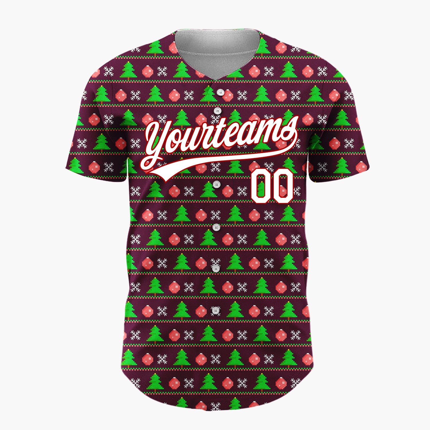 Custom White Merry Christmas Reindeer And Snowflakes Nordic Knit Pattern Christmas Baseball Jersey