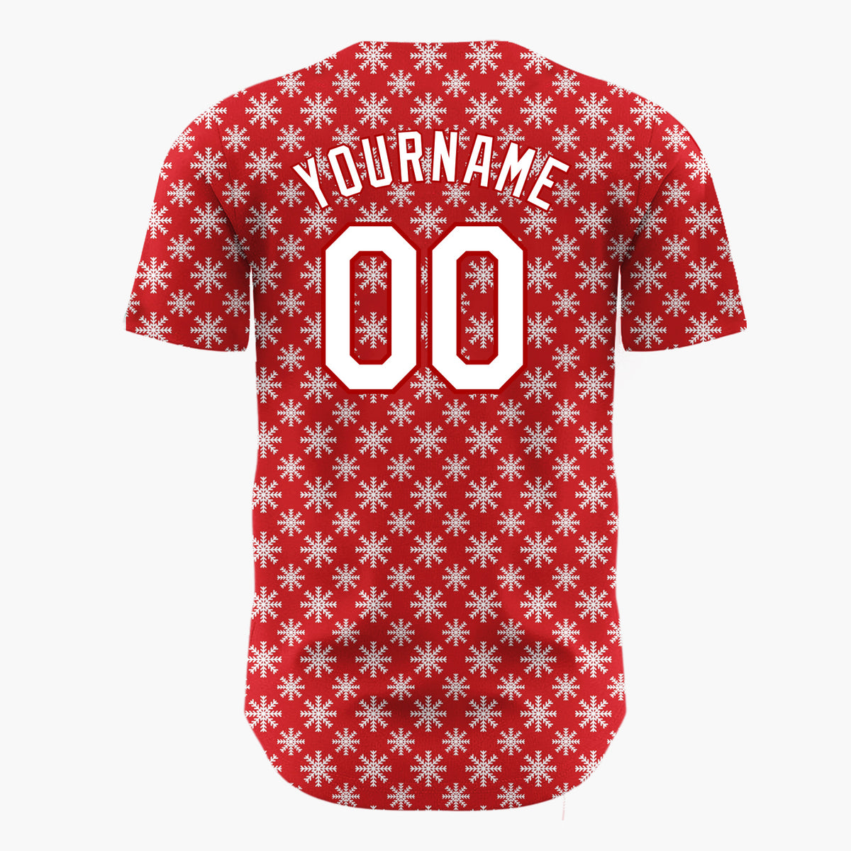 Custom Red White Snowflakes Minimalist Geometric Pattern Christmas Baseball Jersey