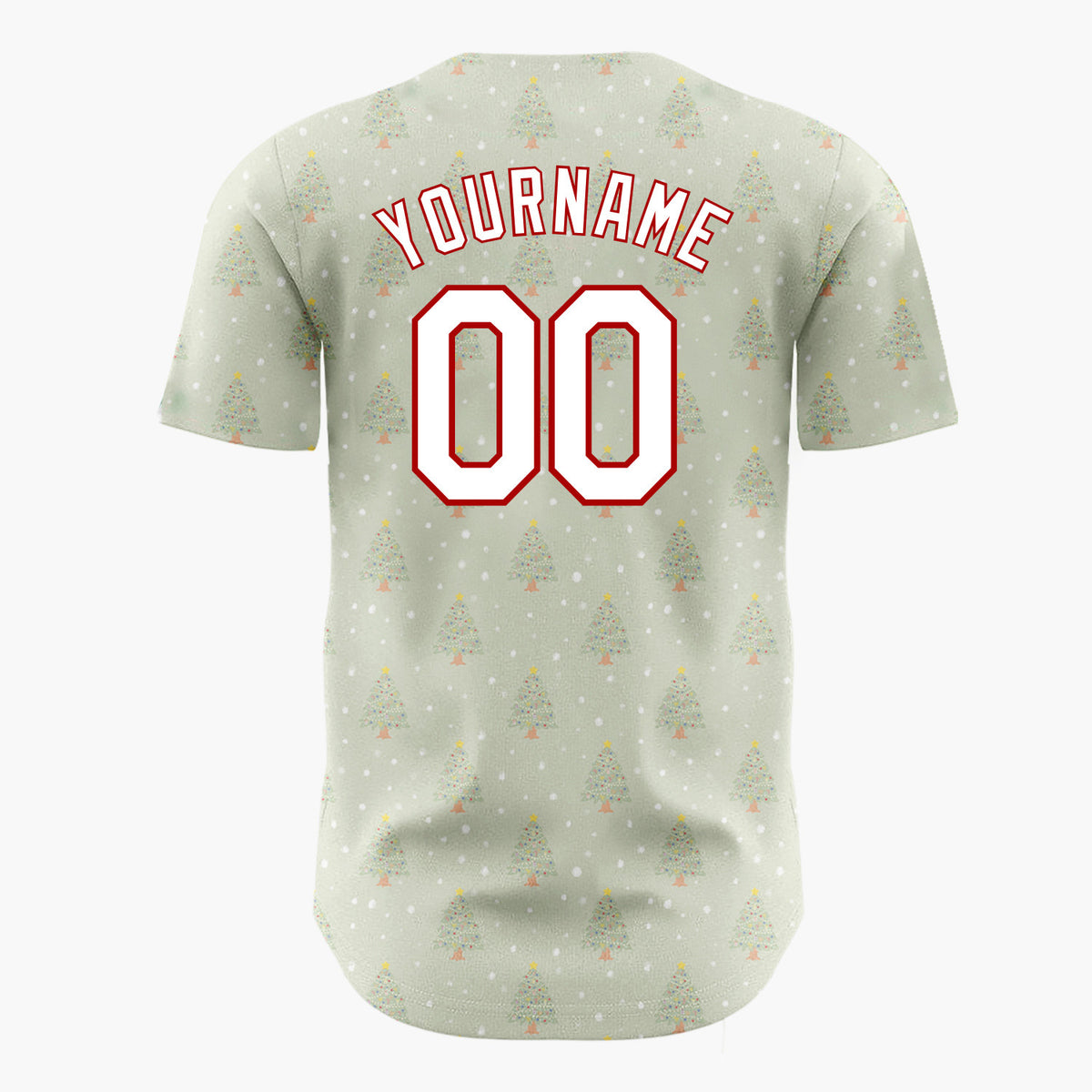 Custom Sage Decorated Christmas Tree Simple Pattern Christmas Baseball Jersey
