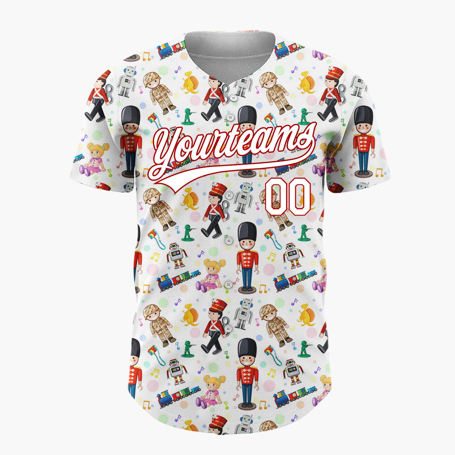 Custom White Classic Toy Nutcrackers And Robots Christmas Baseball Jersey