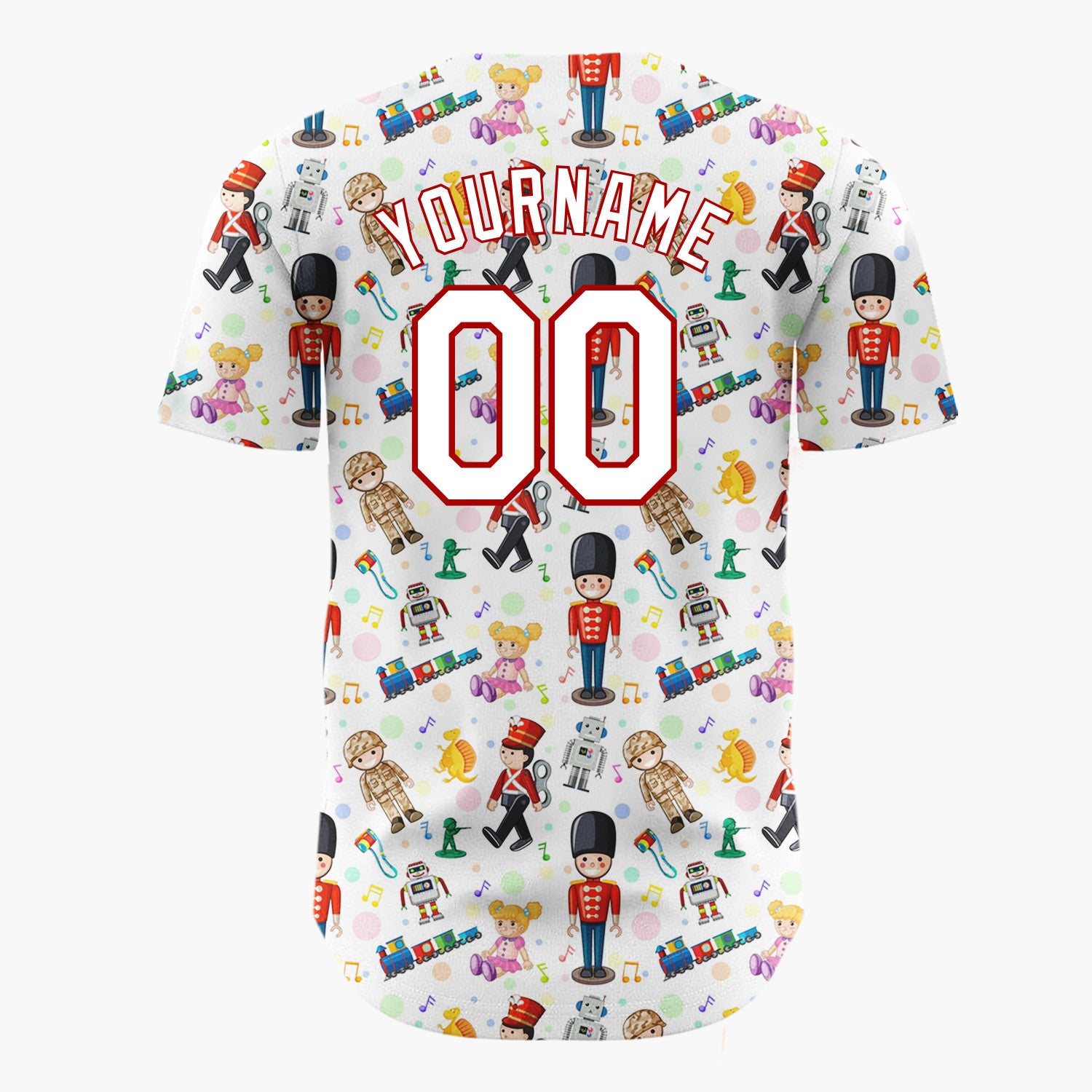 Custom White Classic Toy Nutcrackers And Robots Christmas Baseball Jersey