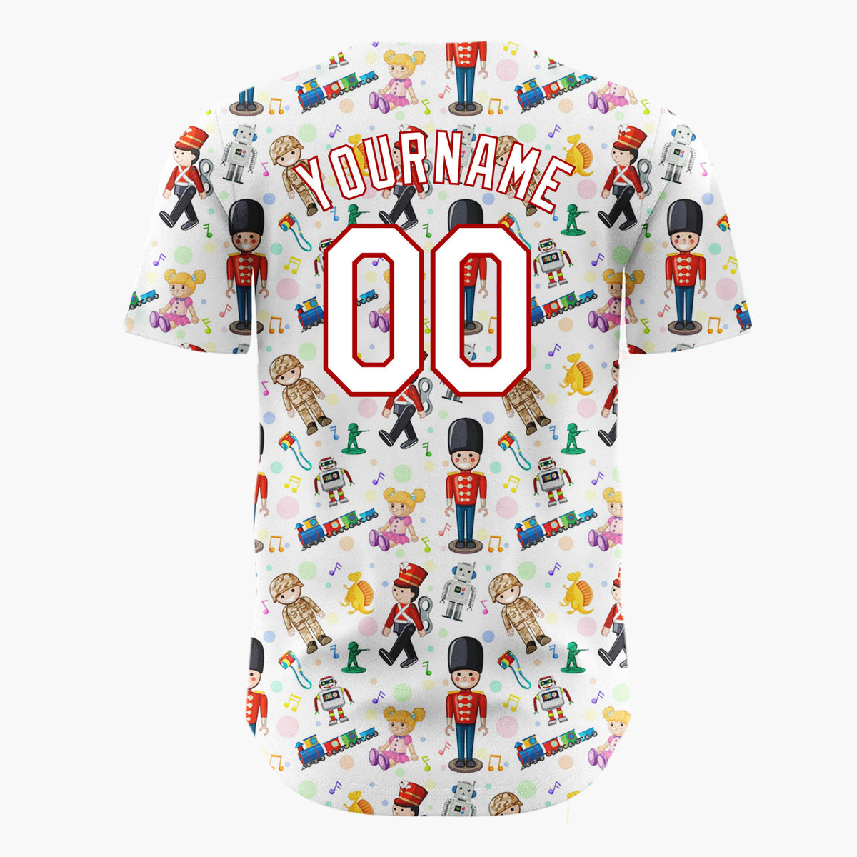Custom White Classic Toy Nutcrackers And Robots Christmas Baseball Jersey
