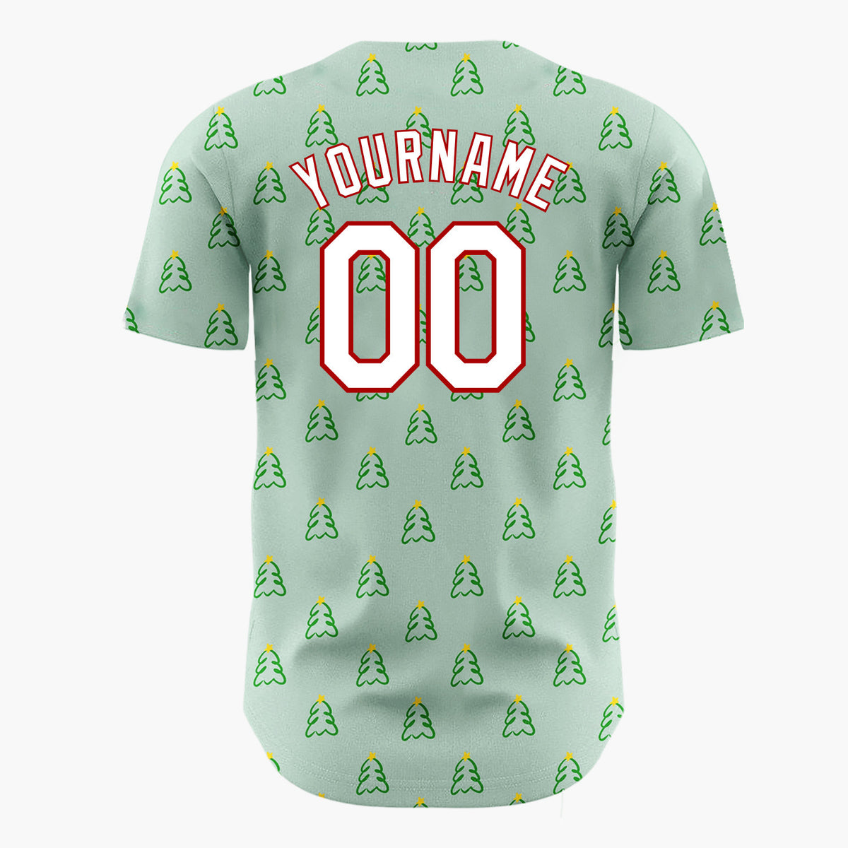 Custom Sage Simple Christmas Tree Doodles Pattern Christmas Baseball Jersey