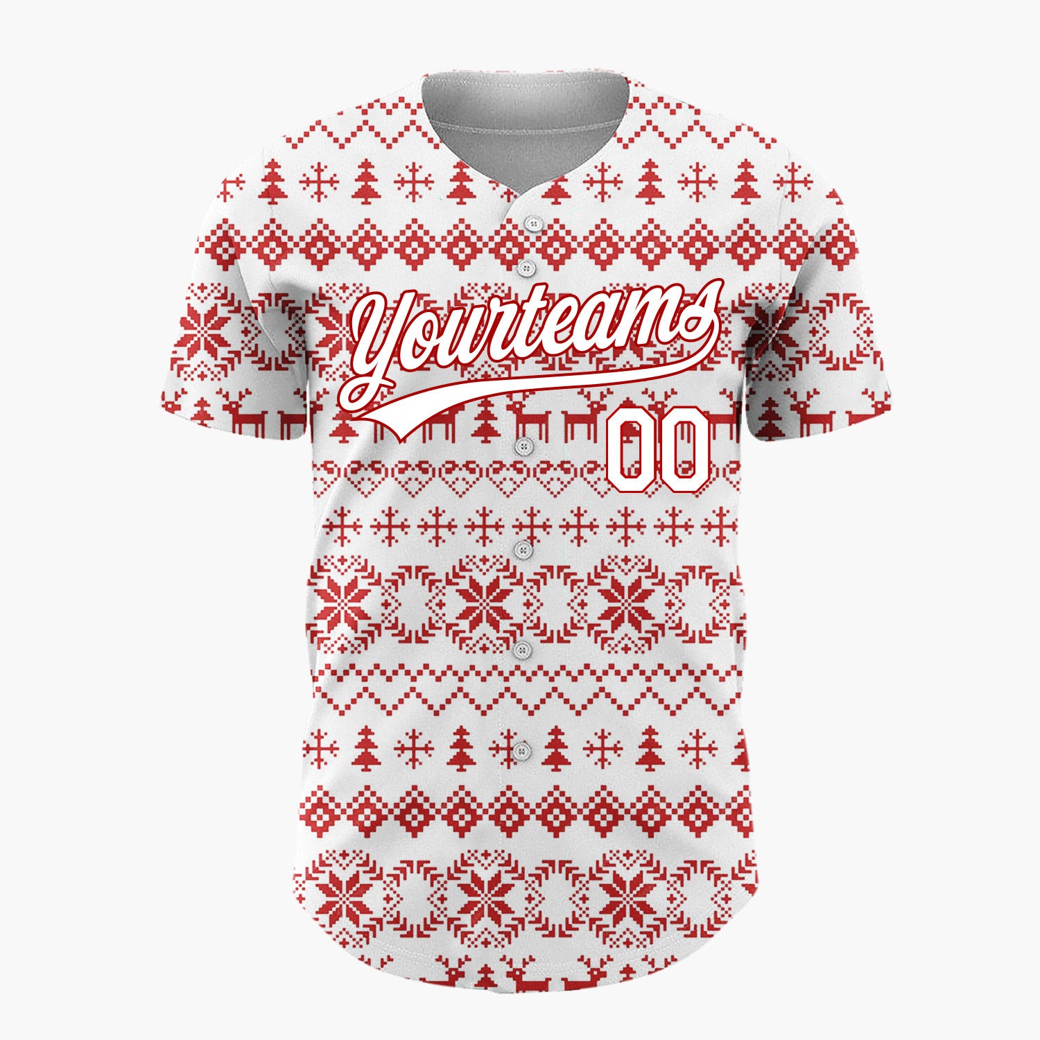 Custom White Nordic Christmas Stripes Nordic Pattern Christmas Baseball Jersey