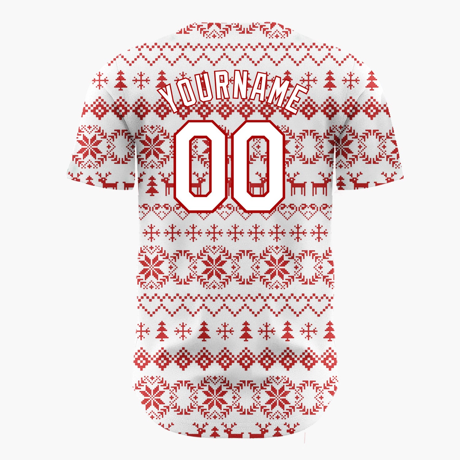 Custom White Nordic Christmas Stripes Nordic Pattern Christmas Baseball Jersey