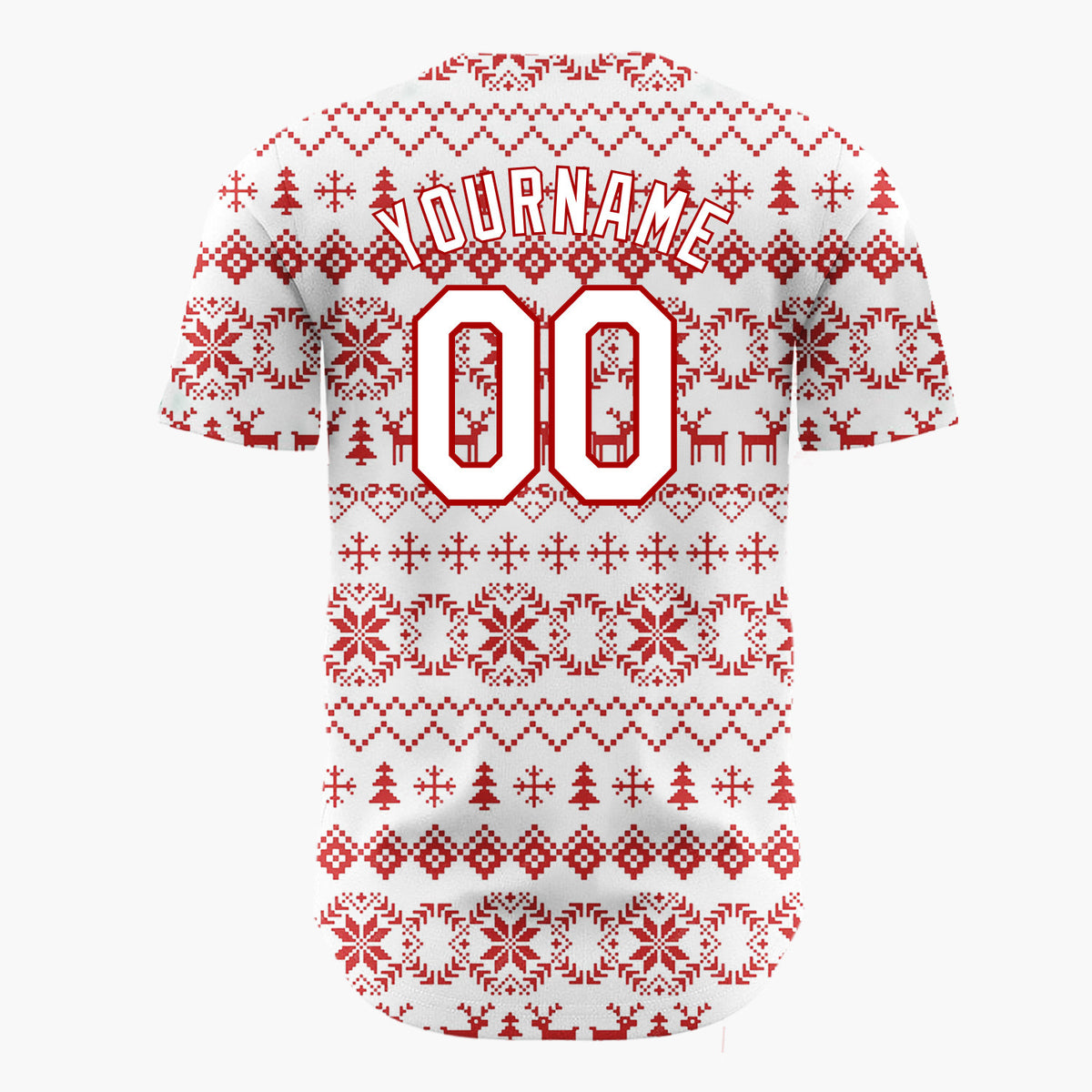 Custom White Nordic Christmas Stripes Nordic Pattern Christmas Baseball Jersey