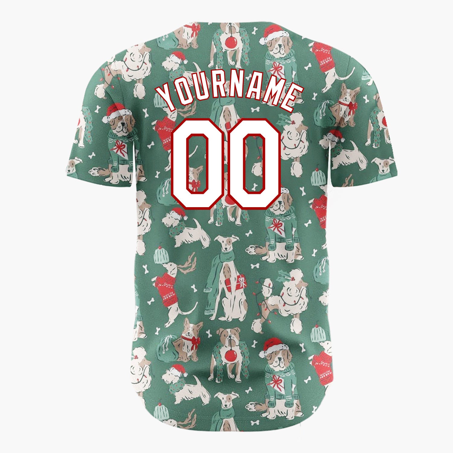 Custom White Dogs Cozy Christmas Fun Cartoon Pattern Christmas Baseball Jersey