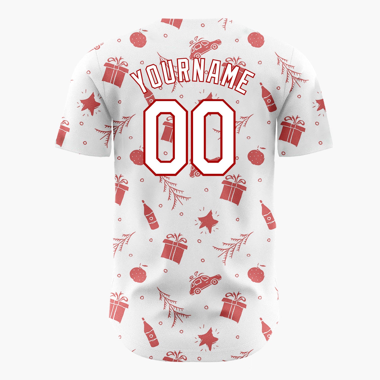 Custom White Car Gift And Star Doodle Christmas Baseball Jersey