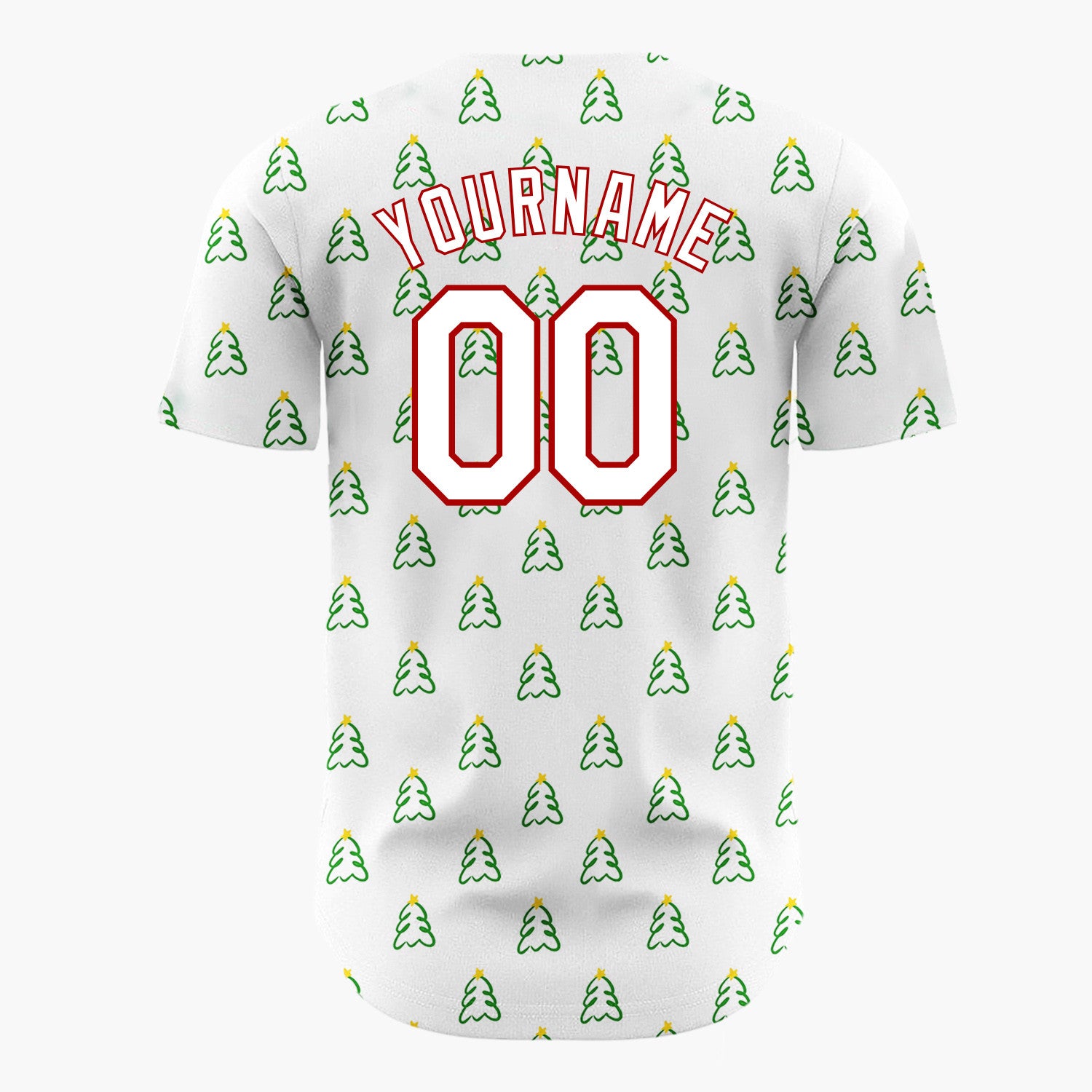 Custom White Simple Christmas Tree Doodles Pattern Christmas Baseball Jersey
