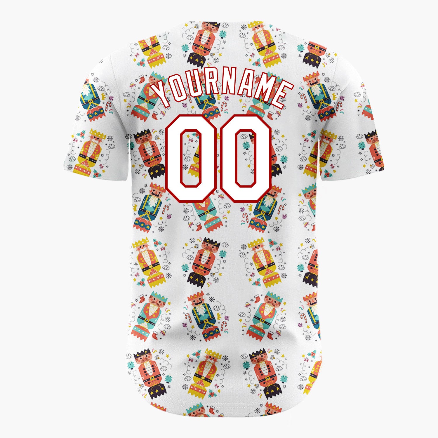 Custom White Red Nutcracker Cracker Christmas Baseball Jersey