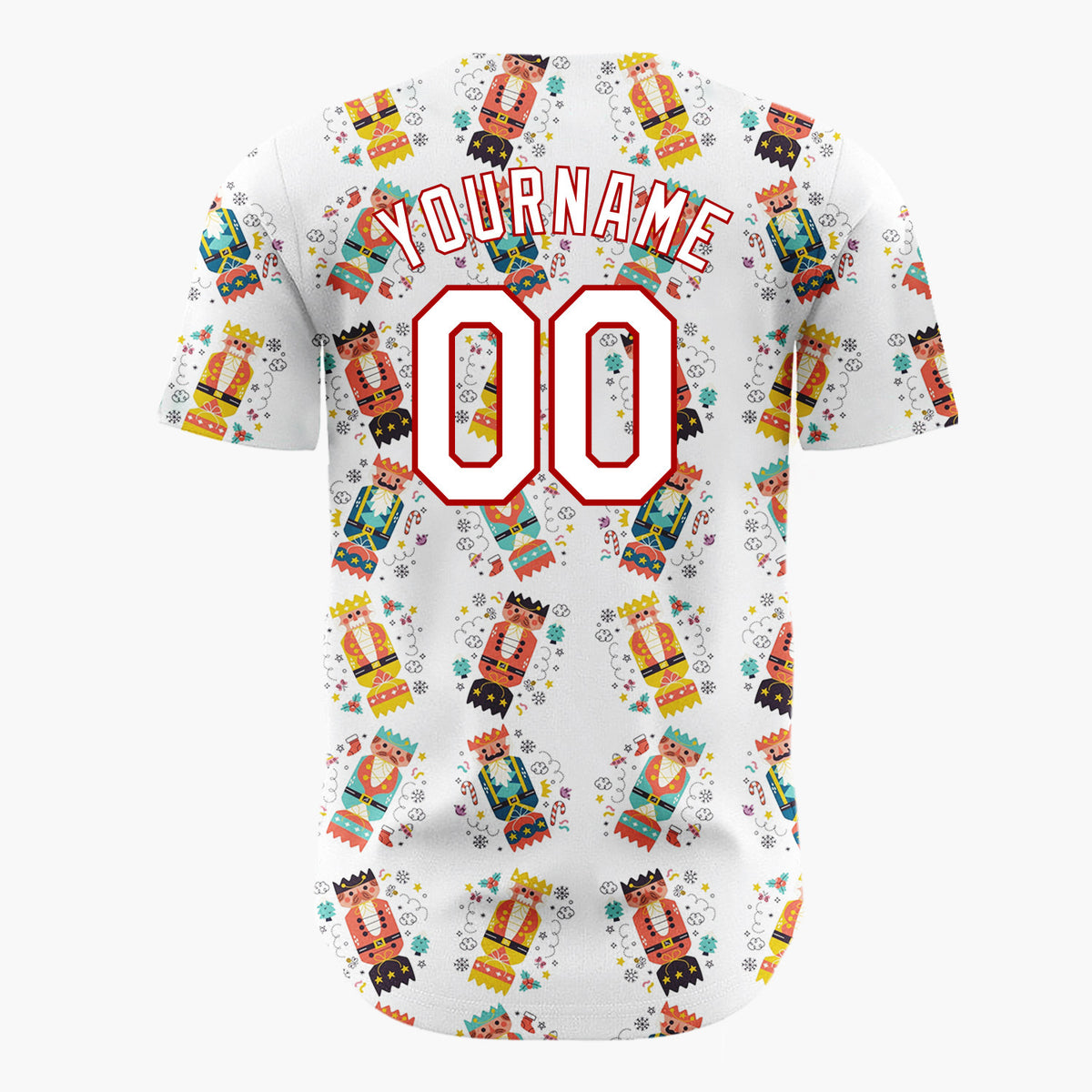 Custom White Red Nutcracker Cracker Christmas Baseball Jersey