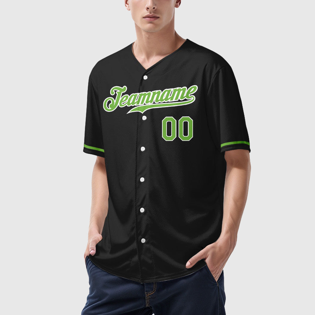 Custom Black Neon Green Baseball Jersey