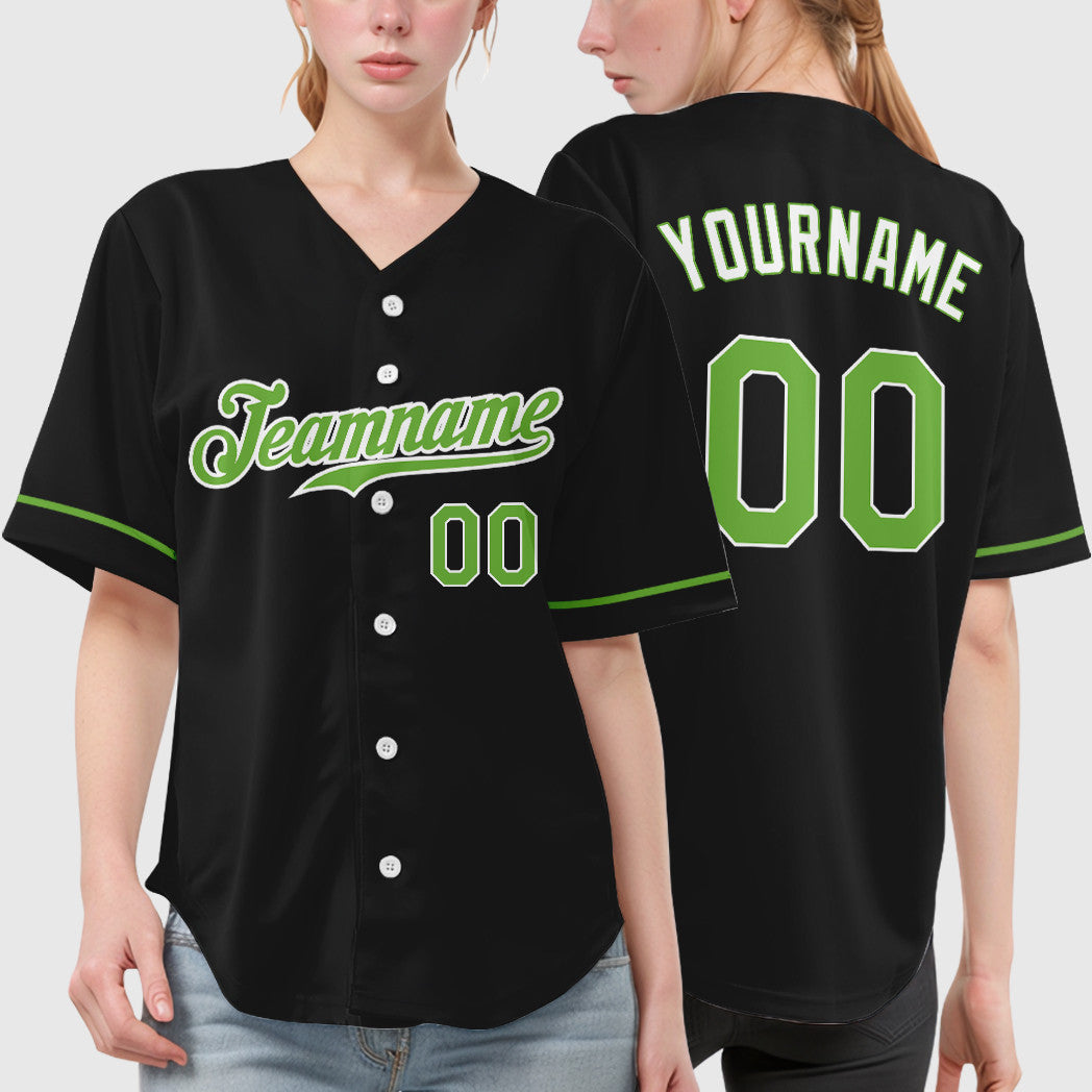 Custom Black Neon Green Baseball Jersey