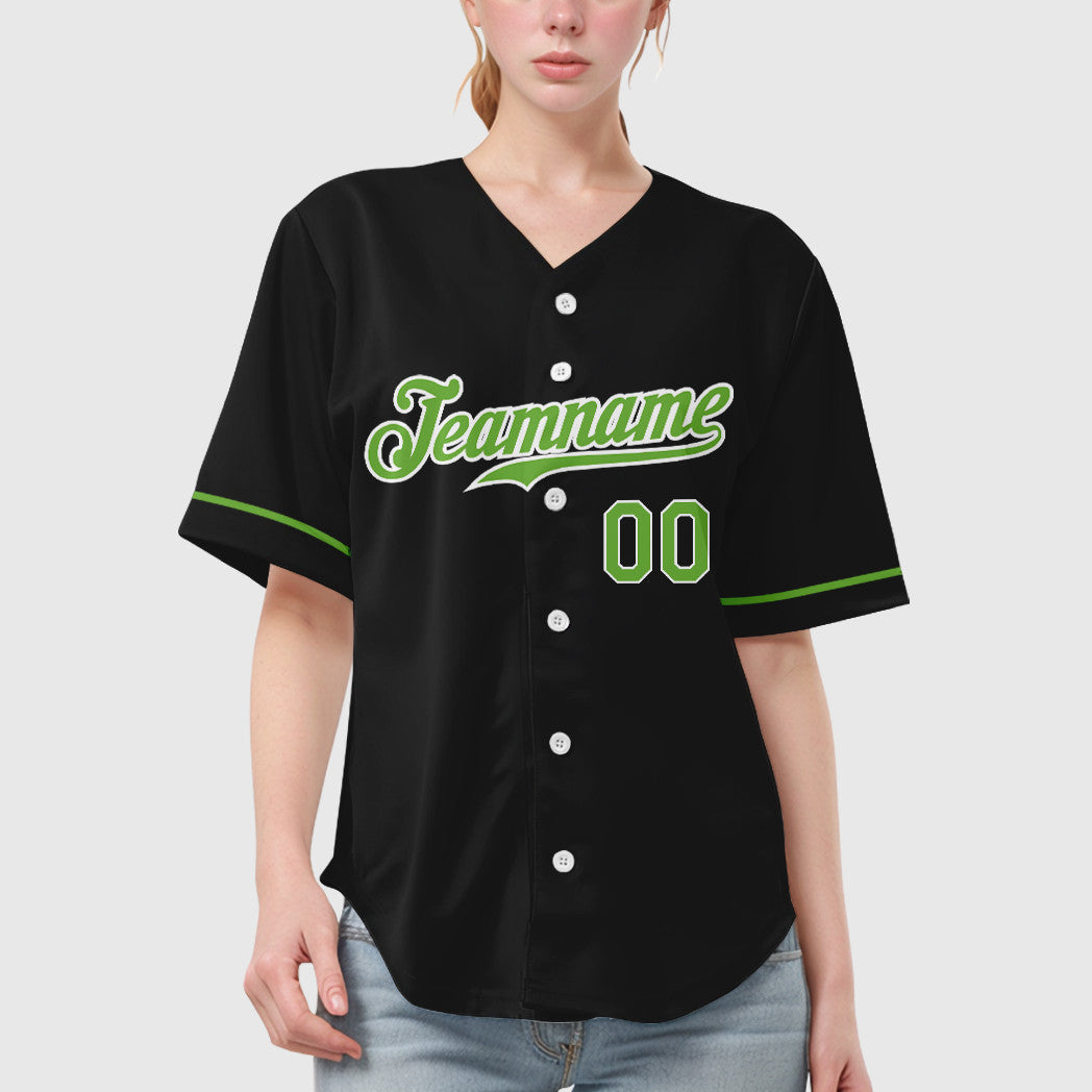 Custom Black Neon Green Baseball Jersey