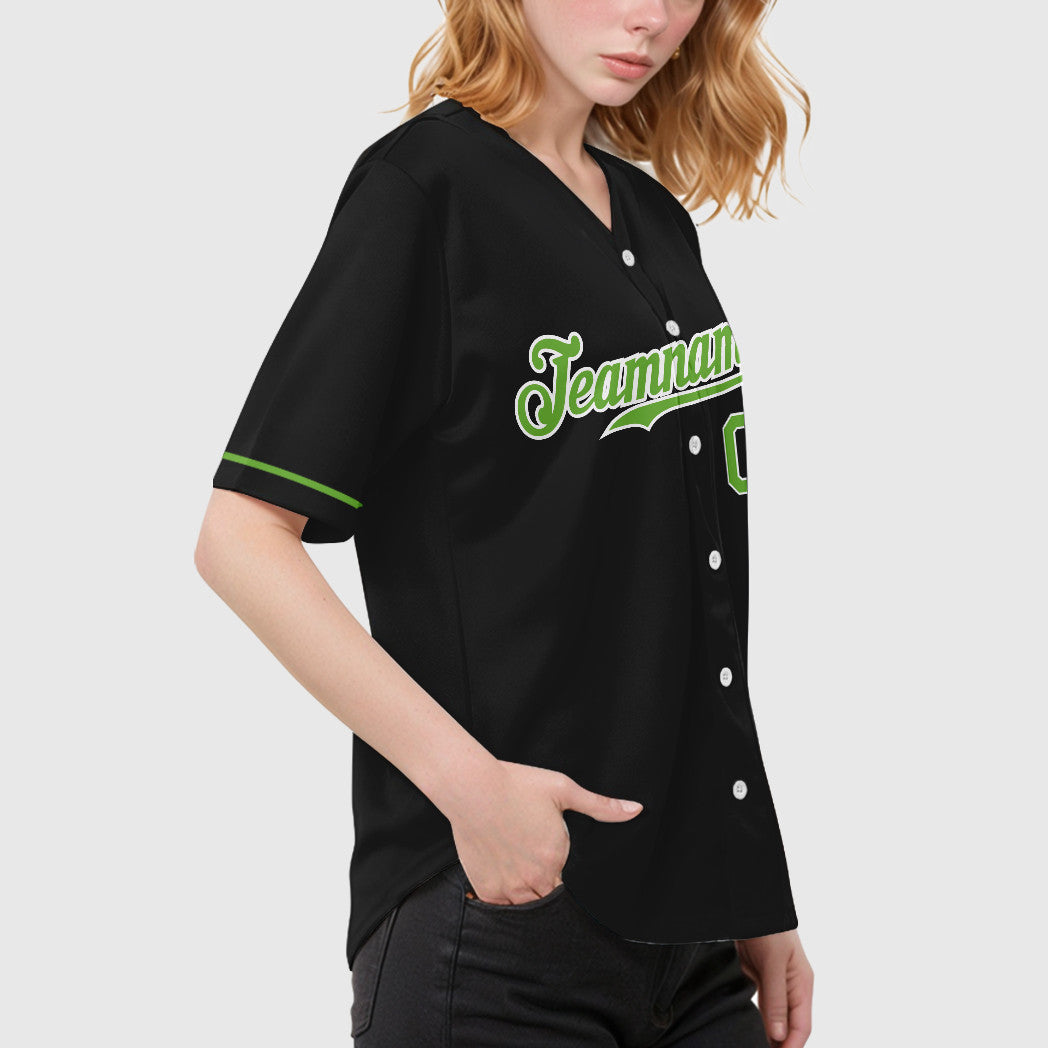 Custom Black Neon Green Baseball Jersey