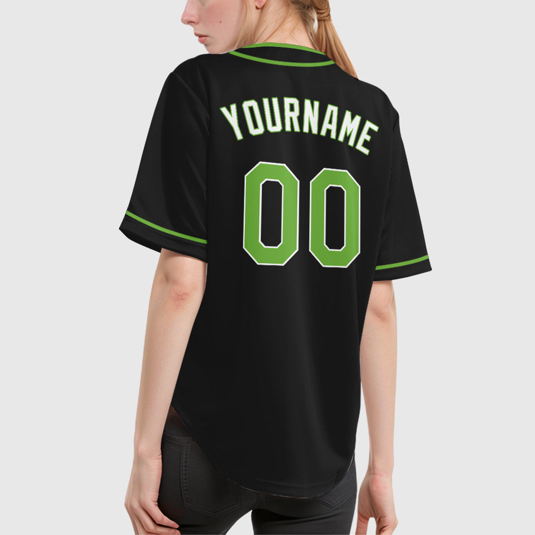 Custom Black Neon Green Piping Baseball Jersey