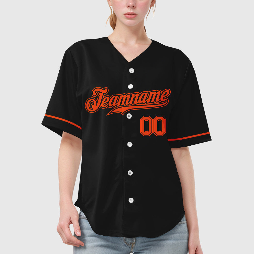 Custom Black Orange Baseball Jersey