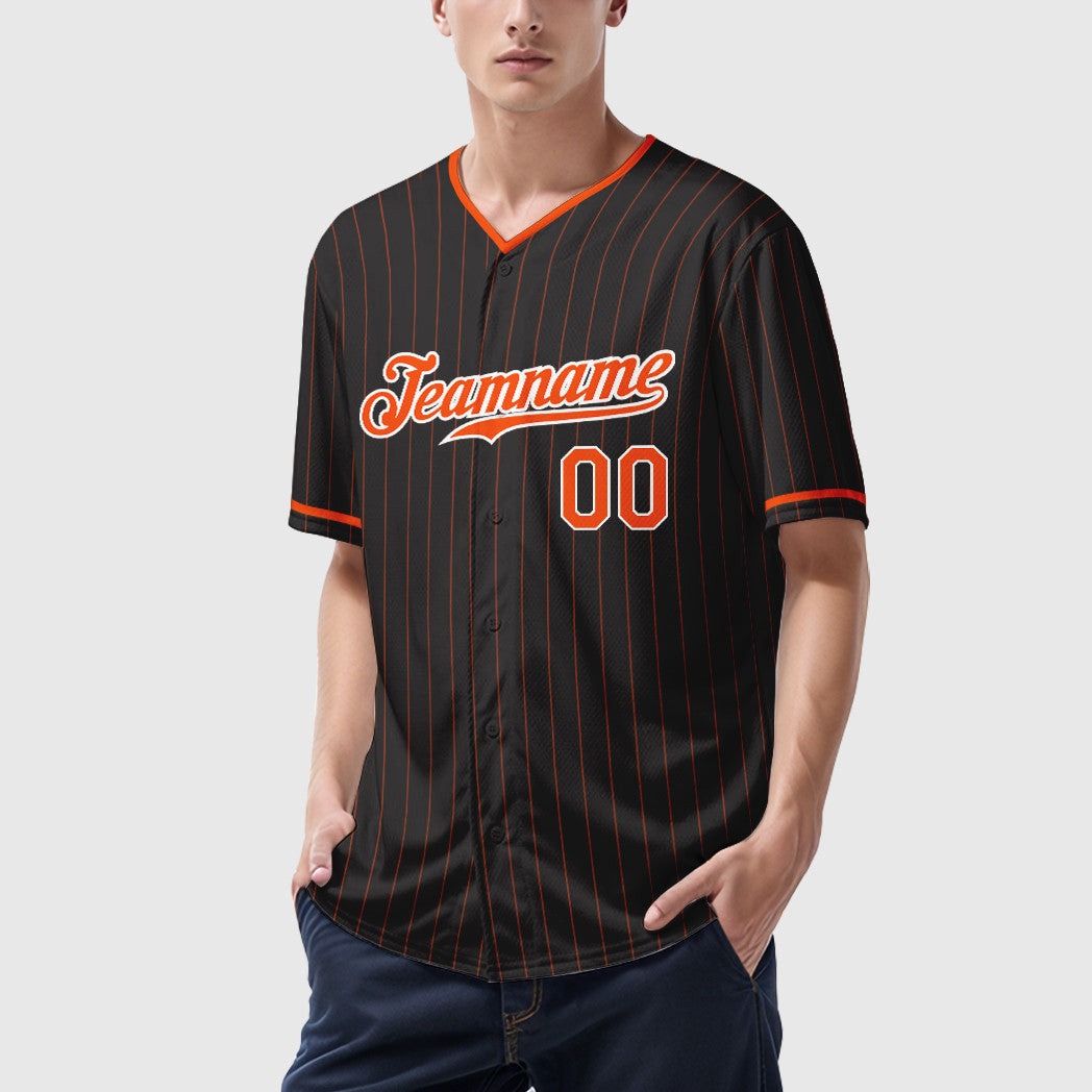 Black Orange-White Pipping Baseball Jersey