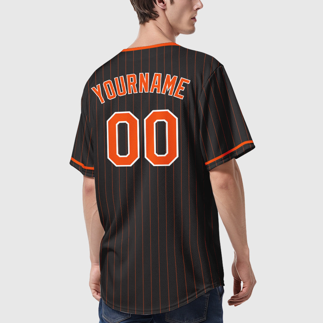 Black Orange-White Pipping Baseball Jersey