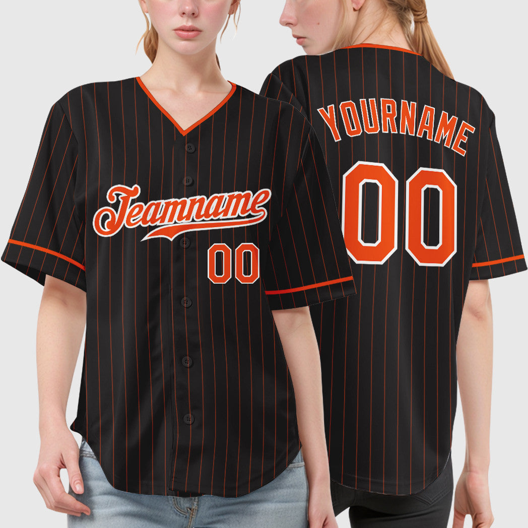 Black Orange-White Pipping Baseball Jersey