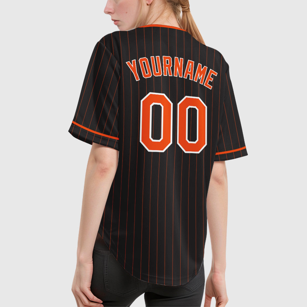 Black Orange-White Pipping Baseball Jersey