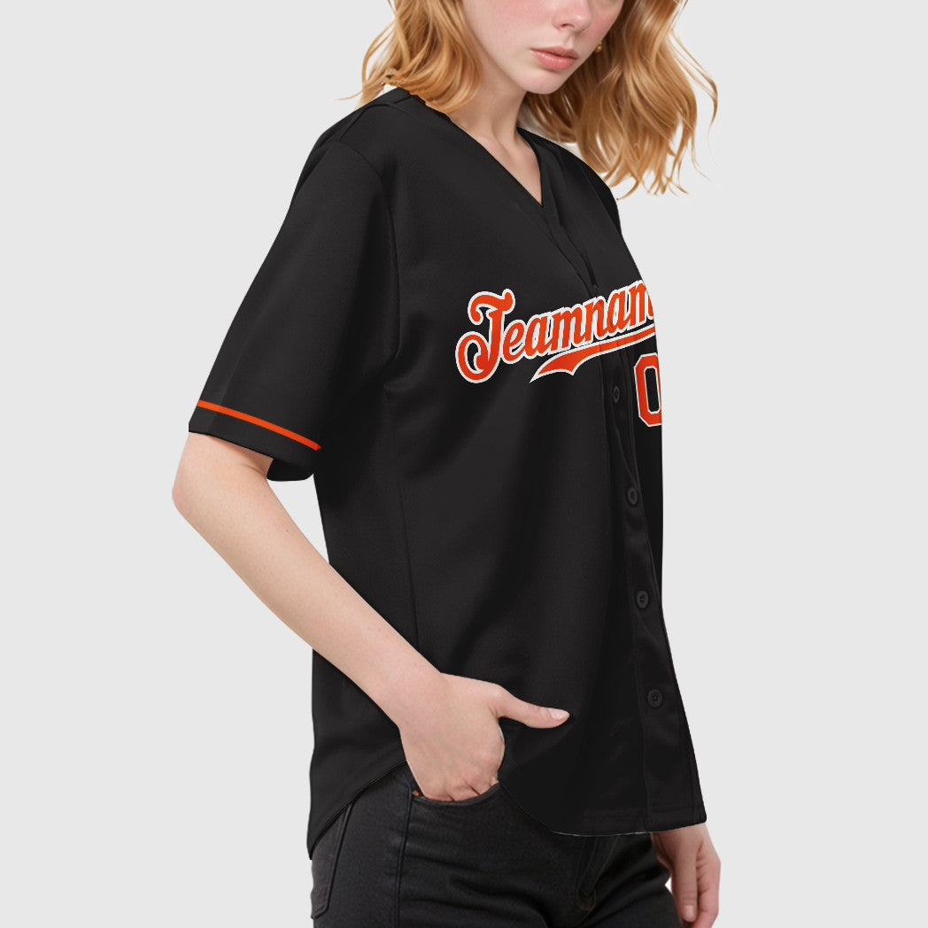 Custom Black Orange-White Baseball Jersey
